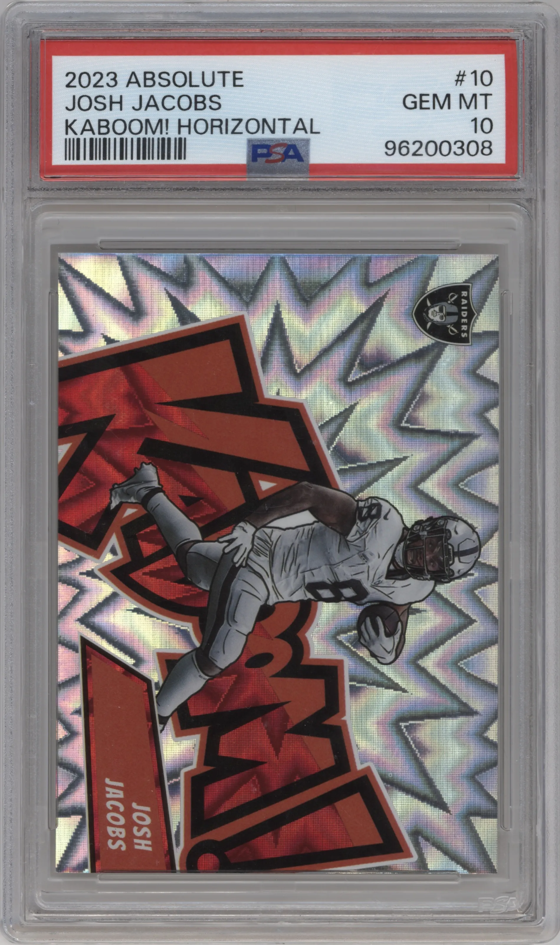 2023 Panini Absolute Kaboom! Horizontal Josh Jacobs PSA 10