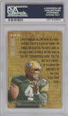 Brett Favre from the 1996 Fleer Metal set graded by PSA and given an overall grade of 10.