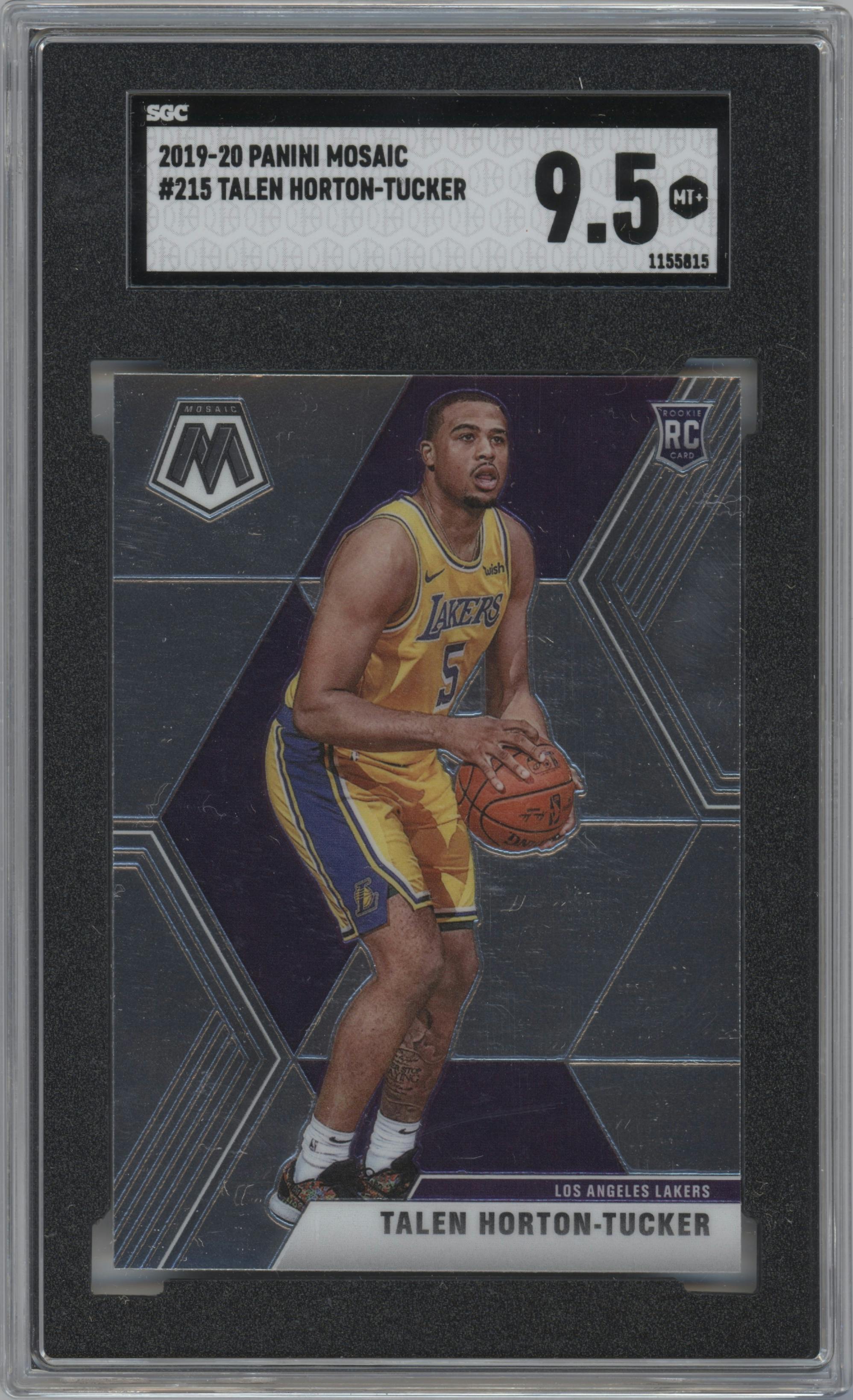 Talen Horton-Tucker from the 2019-20 Panini Mosaic  set graded by SGC and given an overall grade of 9.5.