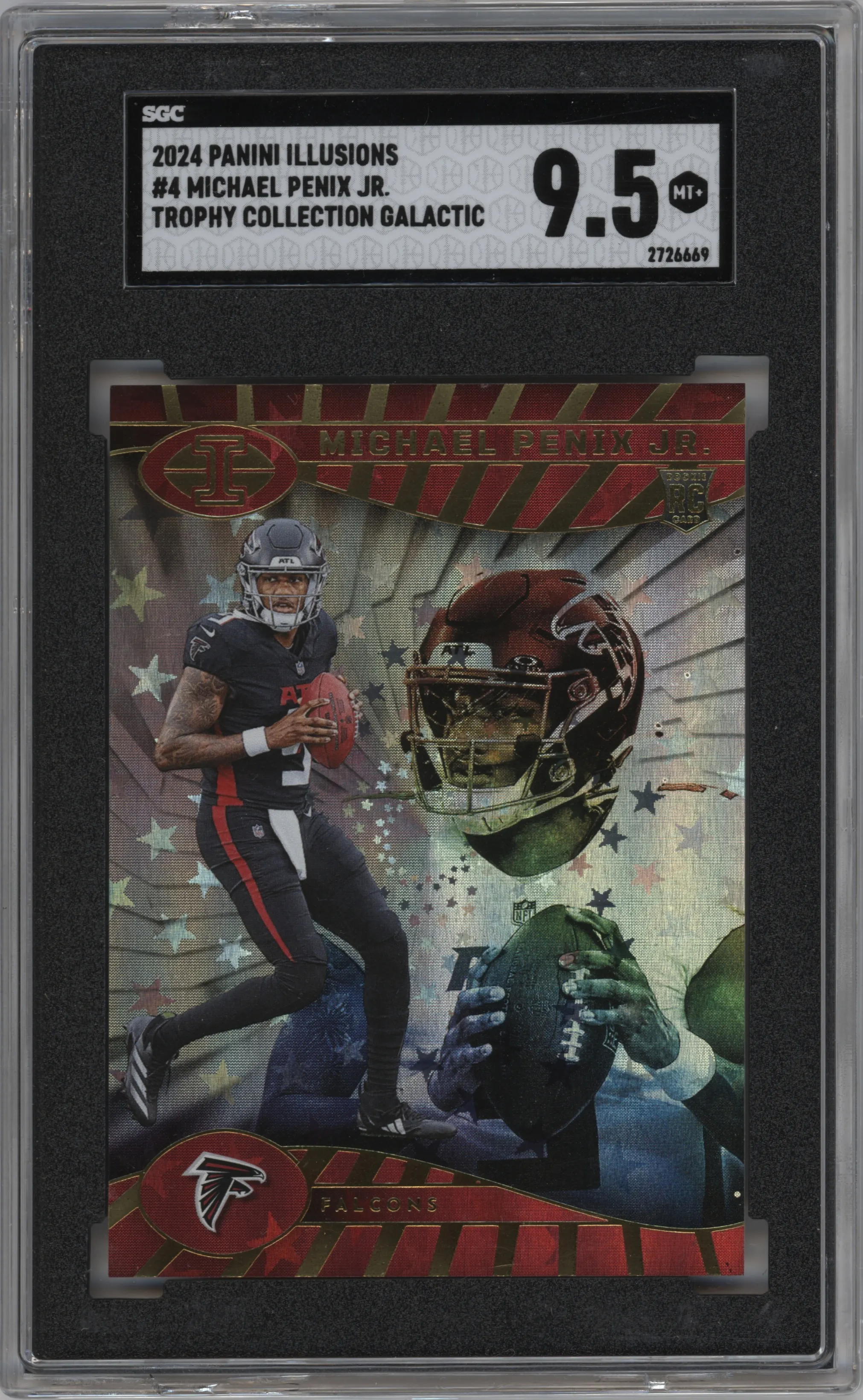 2024 Panini Illusions Michael Penix Jr. Galactic Trophy Collection SGC 9.5
