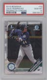 Julio Rodriguez from the 2019 Bowman  set graded by PSA and given an overall grade of 10.