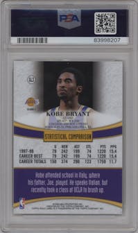 Kobe Bryant from the 1998-99 Topps set graded by PSA and given an overall grade of 10.