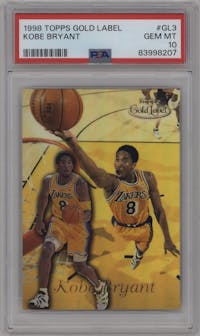 Kobe Bryant from the 1998-99 Topps set graded by PSA and given an overall grade of 10.