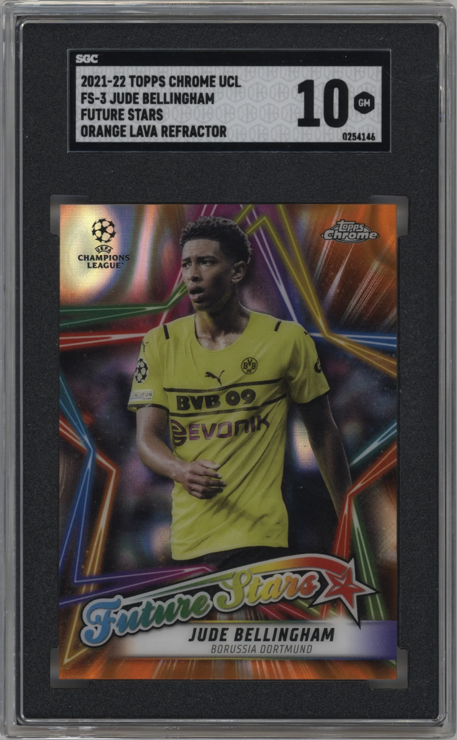 2021 Topps Chrome UEFA Champions League Future Stars Jude Bellingham Orange Lava Refractor #FS-3 SGC 10