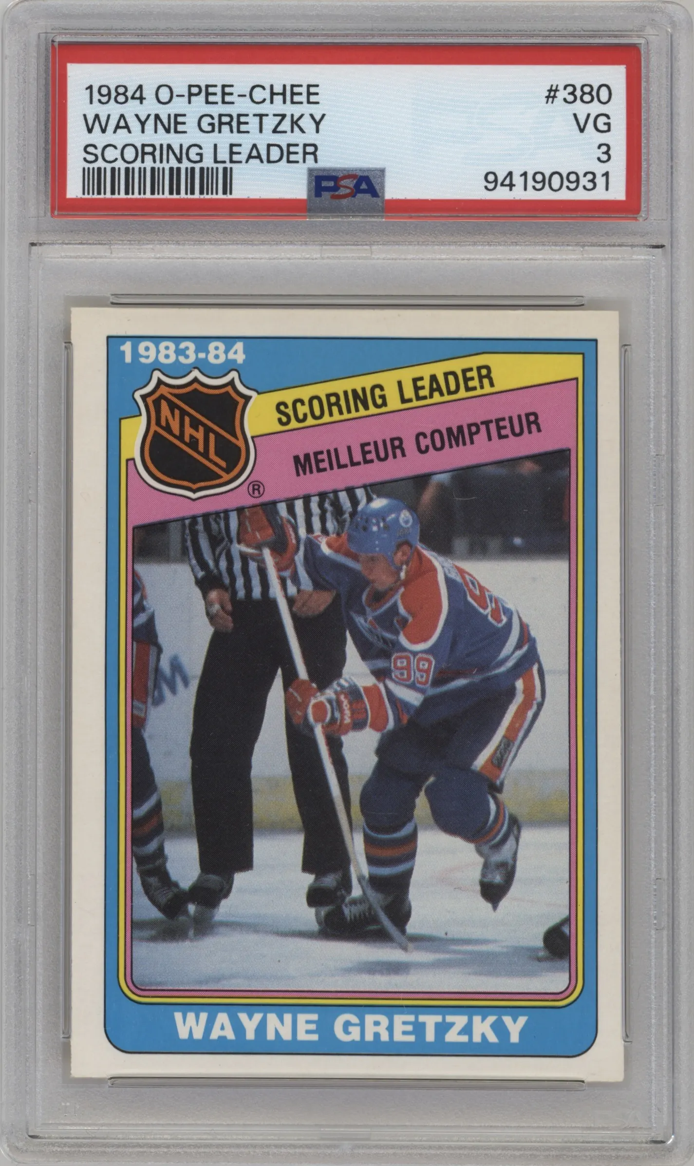 1984 O-Pee-Chee Wayne Gretzky PSA VERY GOOD 3 #380 PSA 3