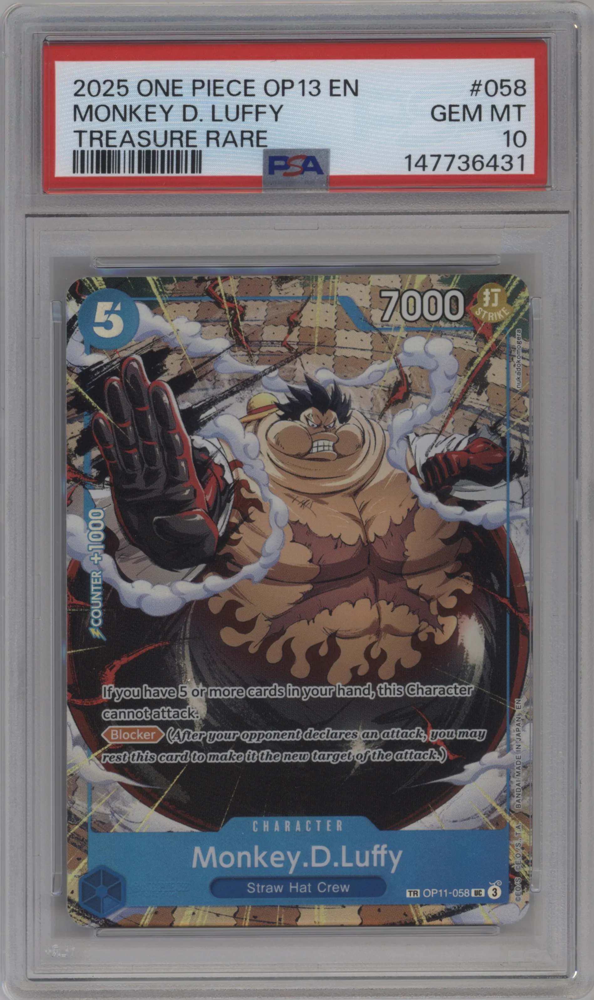 2025 One Piece Carrying On His Will Monkey.D.Luffy PSA 10