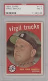 Virgil Trucks from the 1959 Topps set graded by PSA and given an overall grade of 7.