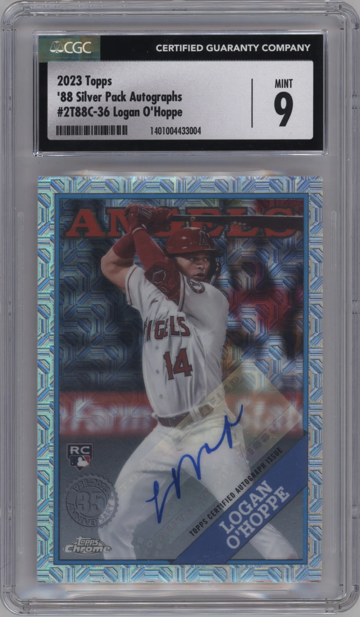 2023 Topps Silver Pack 1988 Topps Auto Logan O'Hoppe #2T88C-36 CGC 9