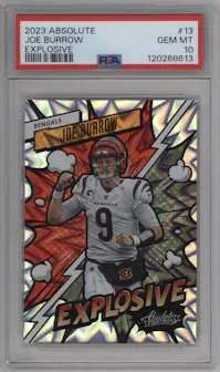 Joe Burrow from the 2023 Panini Absolute set graded by PSA and given an overall grade of 10.