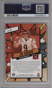 Joe Burrow from the 2023 Panini Absolute set graded by PSA and given an overall grade of 10.