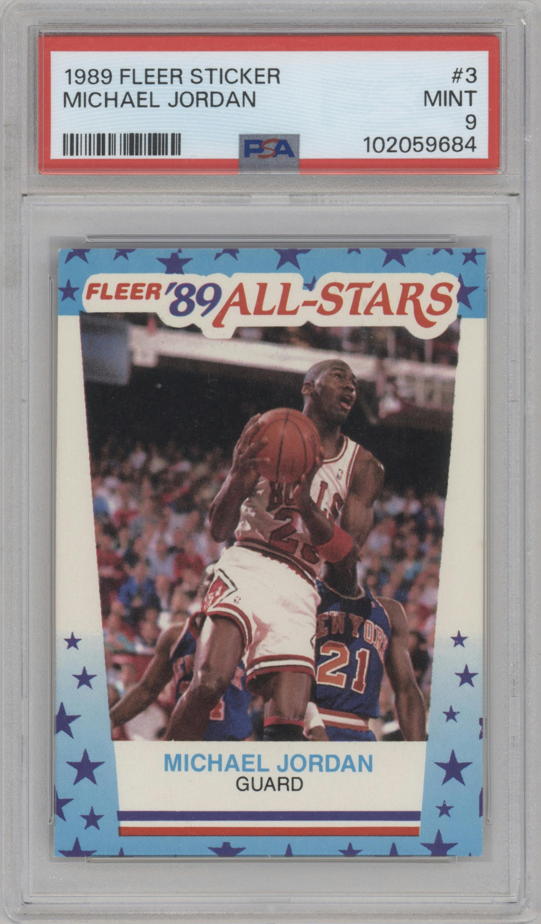 Michael Jordan  from the 1989-90 Fleer set graded by PSA and given an overall grade of 9.