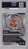 Bo Nix from the 2024 Panini Prizm set featuring a Silver Prizm parallel graded by PSA and given an overall grade of 9.