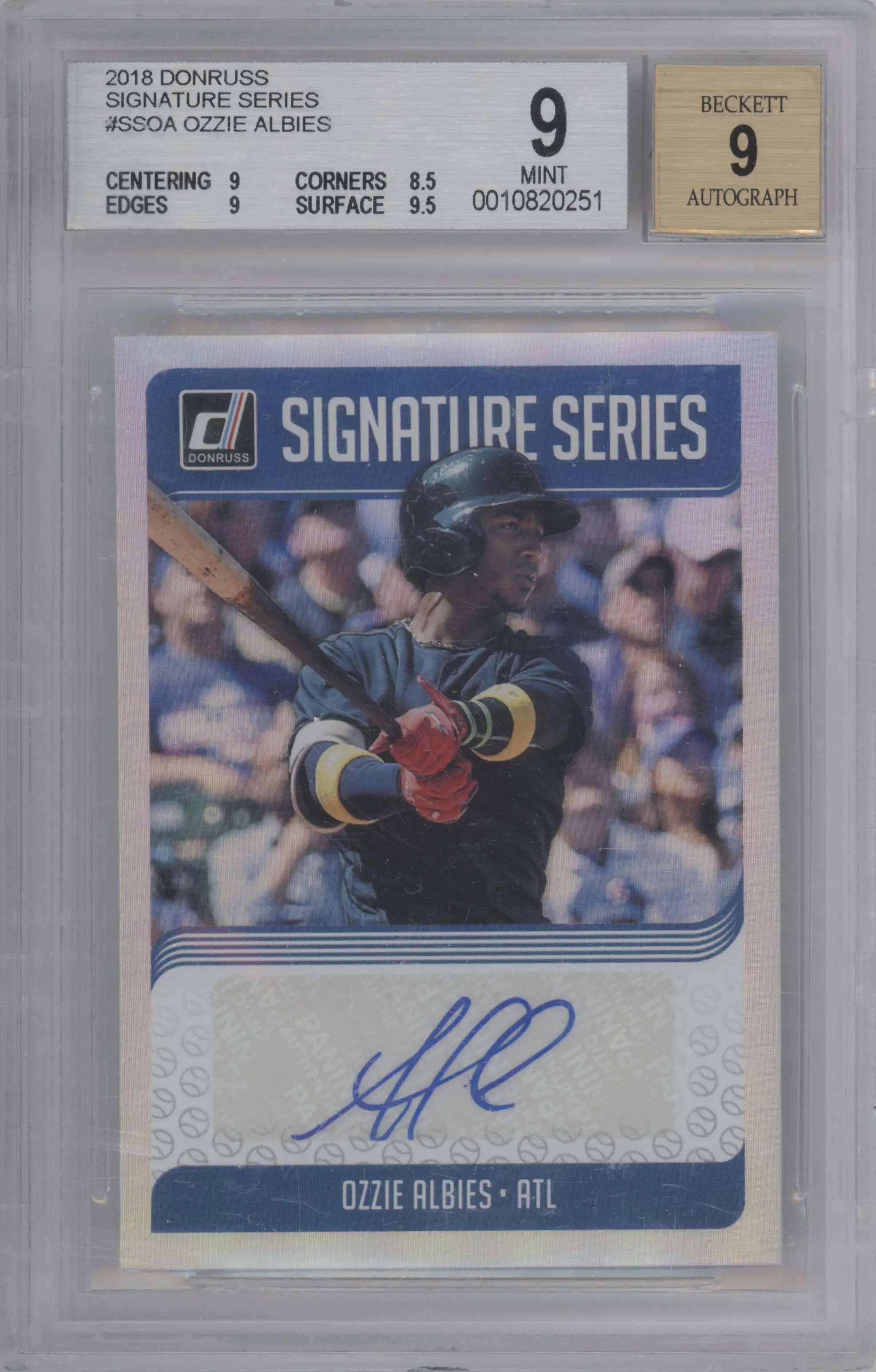 2018 Panini Donruss Sig. Series Ozzie Albies BGS 9