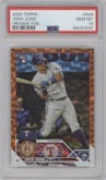 Josh Jung from the 2023 Topps Series 2 set featuring a Orange Foil parallel graded by PSA and given an overall grade of 10.
