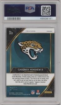 Gardner Minshew II from the 2019 Panini Select  set featuring a Orange Pulsar parallel graded by PSA and given an overall grade of 10.