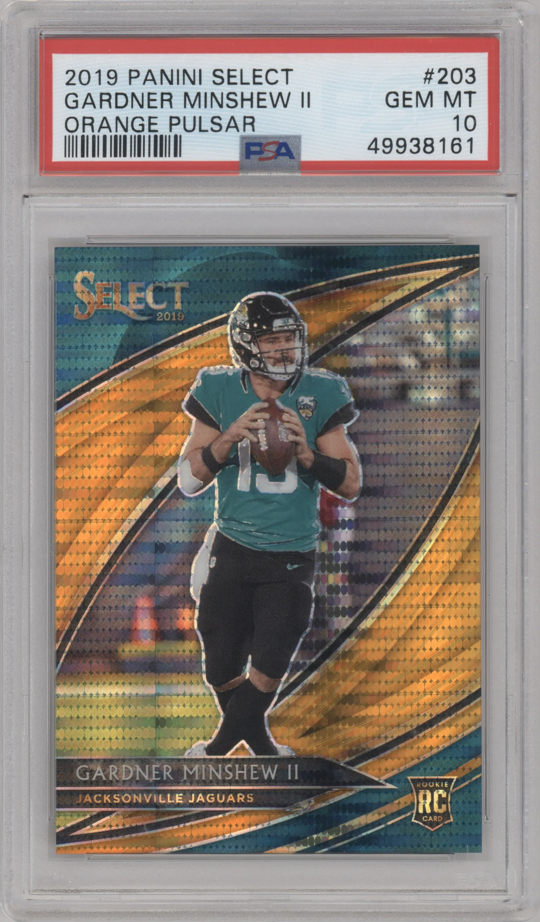 2019 Panini Select Field Lvl. Gardner Minshew II Orange Pulsar PSA 10