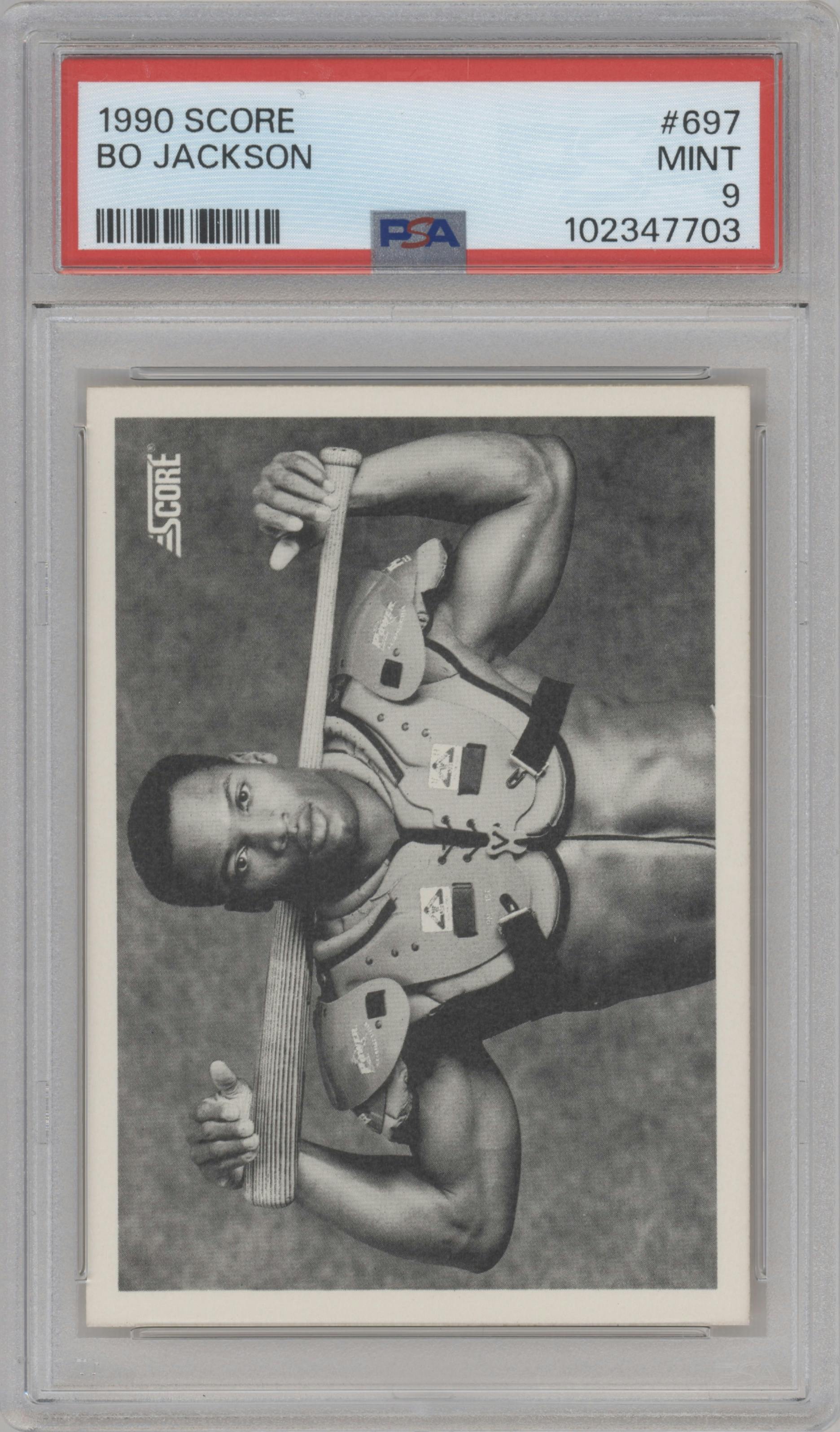 Bo Jackson  from the 1990 Score set graded by PSA and given an overall grade of 9.