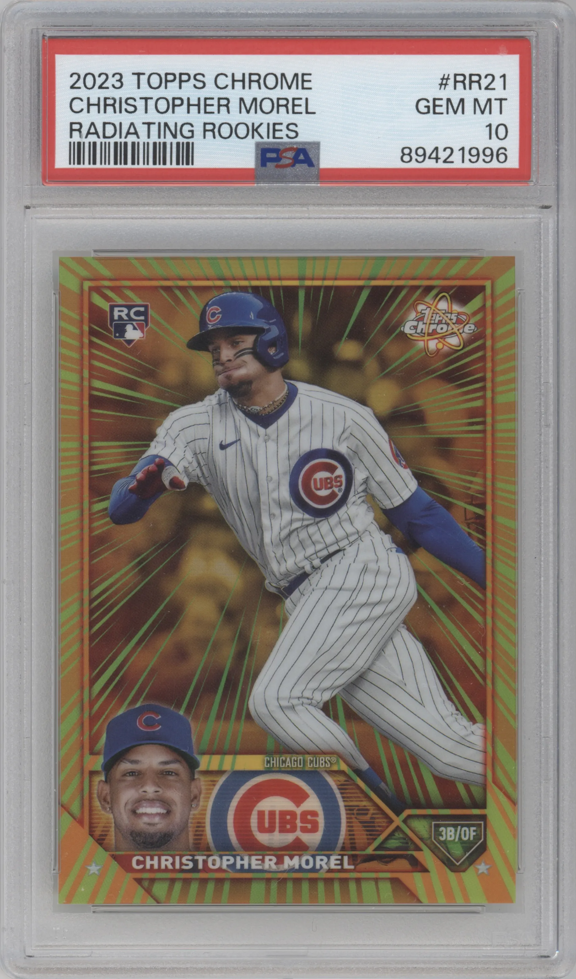 2023 Topps Chrome Update Radiating Rke. Christopher Morel PSA 10