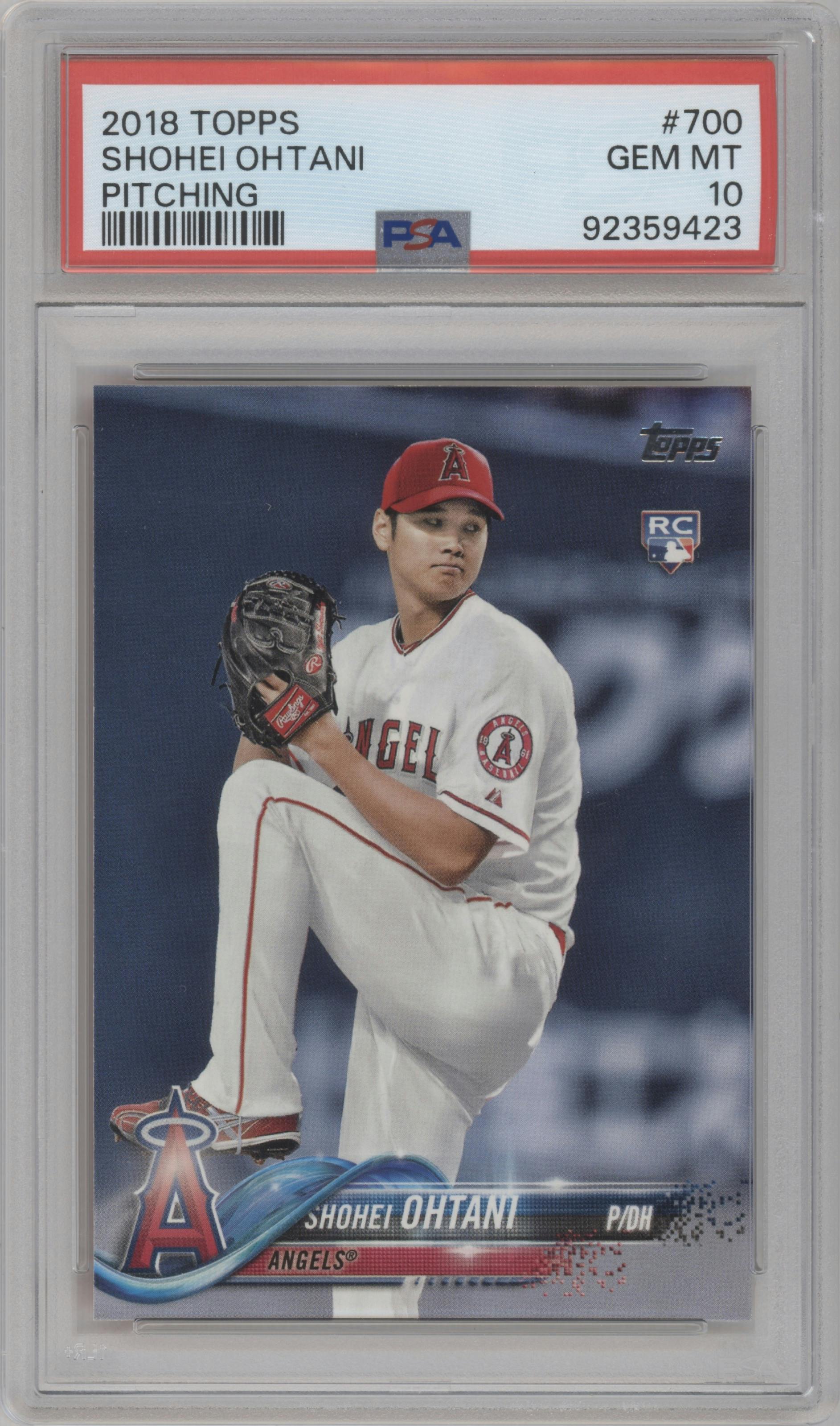 Shohei Ohtani from the 2018 Topps Series 2 set graded by PSA and given an overall grade of 10.