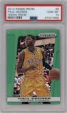 Paul George from the 2013-14 Panini Prizm set featuring a Green Prizm parallel graded by PSA and given an overall grade of 10.