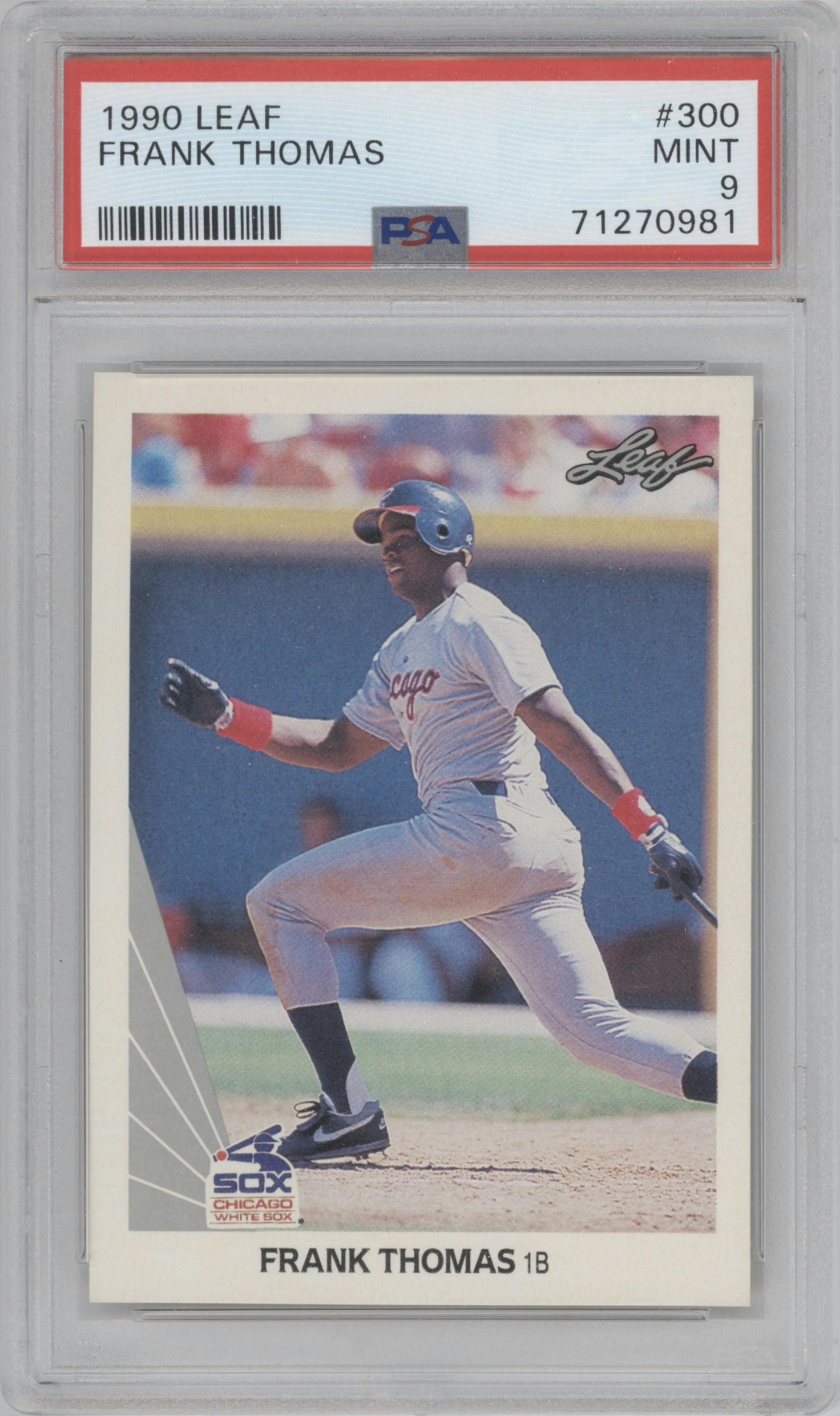 Frank Thomas from the 1990 Leaf set graded by PSA and given an overall grade of 9.