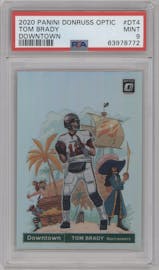 Tom Brady from the 2020 Panini Donruss Optic set graded by PSA and given an overall grade of 9.