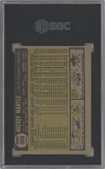 Mickey Mantle from the 1961 Topps set graded by SGC and given an overall grade of 3.