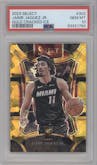 Jaime Jaquez Jr. from the 2023-24 Panini Select  set featuring a Gold Cracked Ice parallel graded by PSA and given an overall grade of 10.