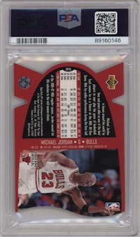 Michael Jordan from the 1997 SPx set featuring a Gold parallel graded by PSA and given an overall grade of 9.