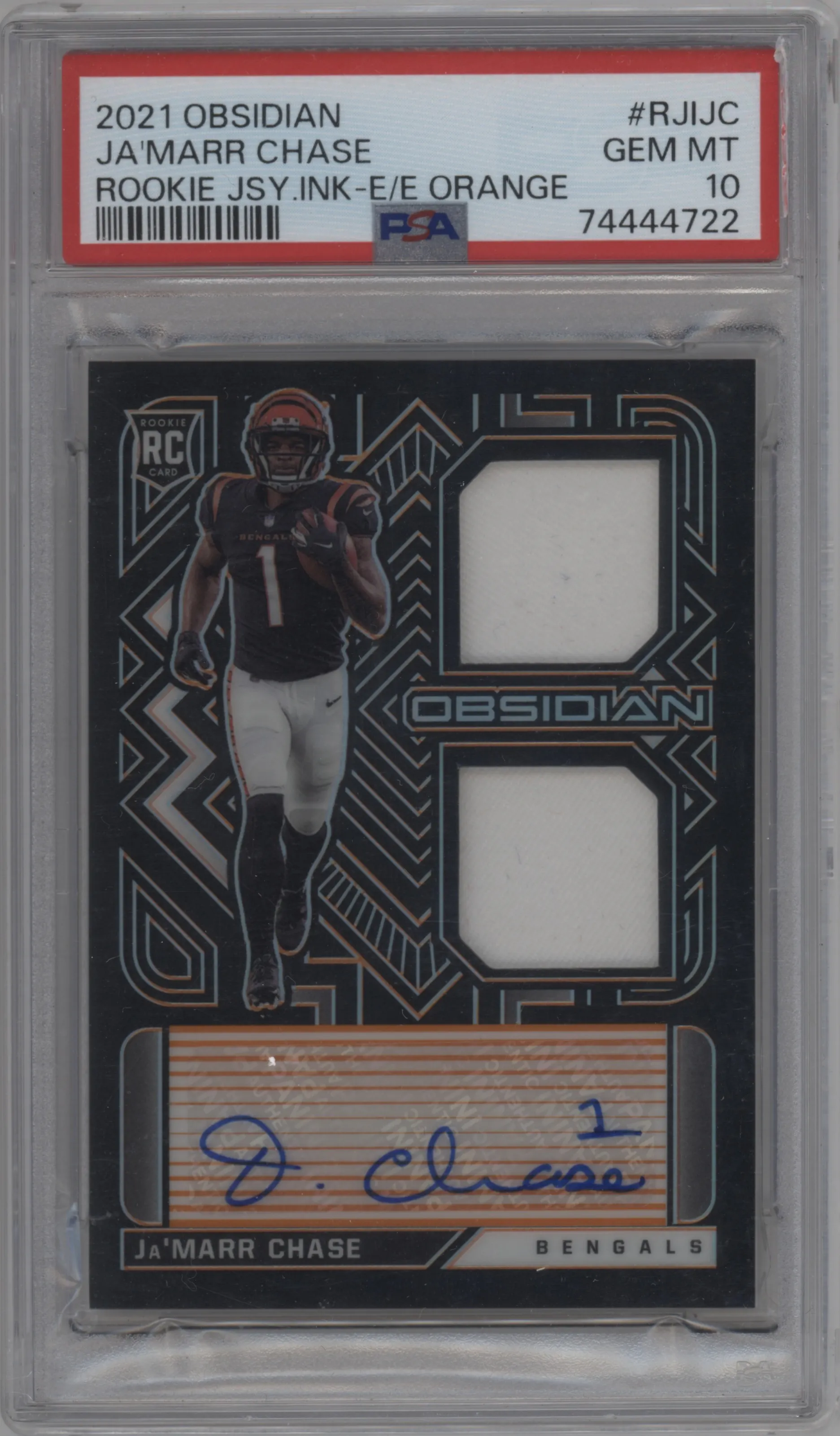 2021 Panini Obsidian Rke.Jsy.Ink Ja'Marr Chase Electric Etch Orange #RJI-JC PSA 10