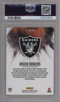 Brock Bowers from the 2024 Panini Phoenix set graded by PSA and given an overall grade of 10.