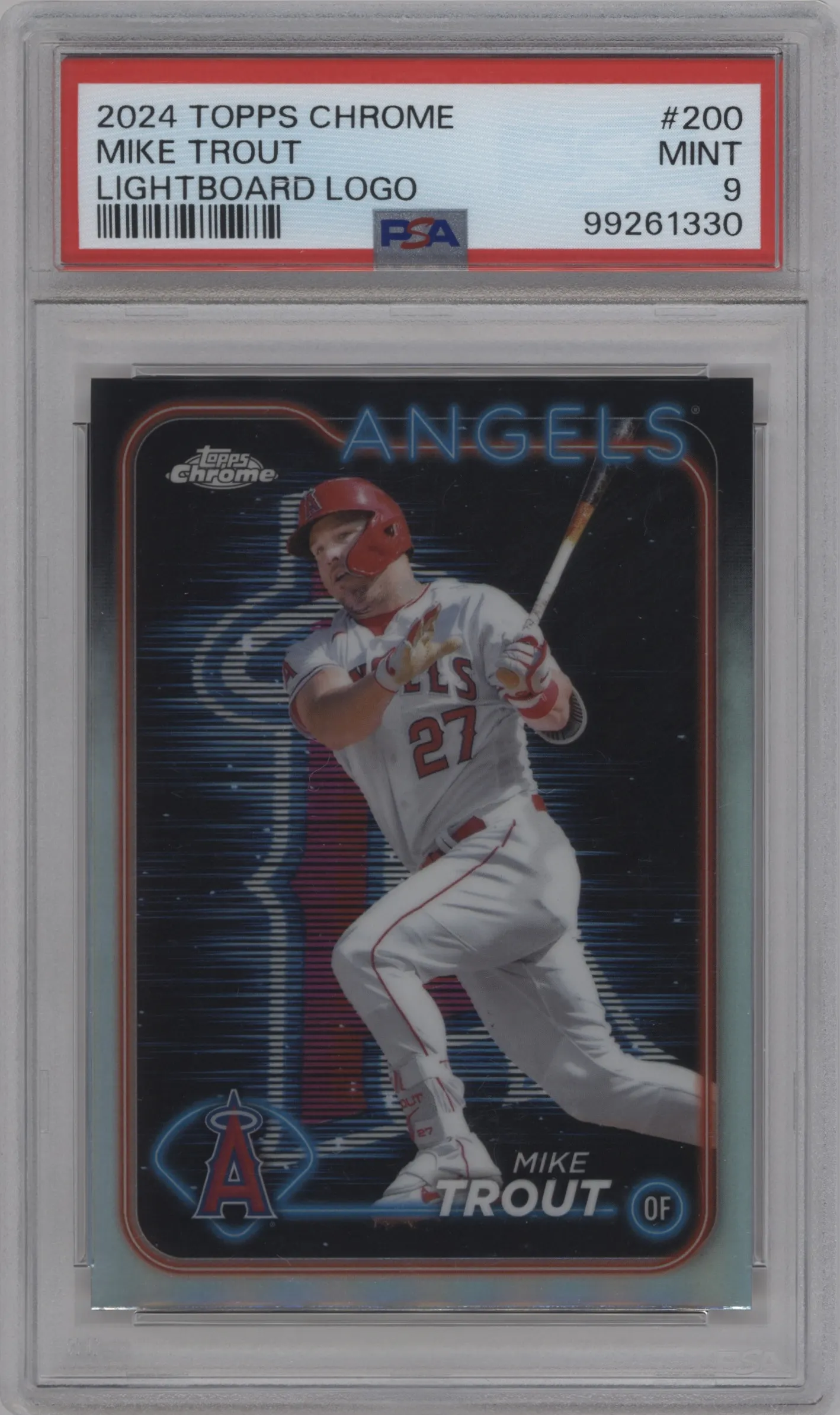 2024 Topps Chrome Mike Trout Lightboard Logo Refractor #200 PSA 9
