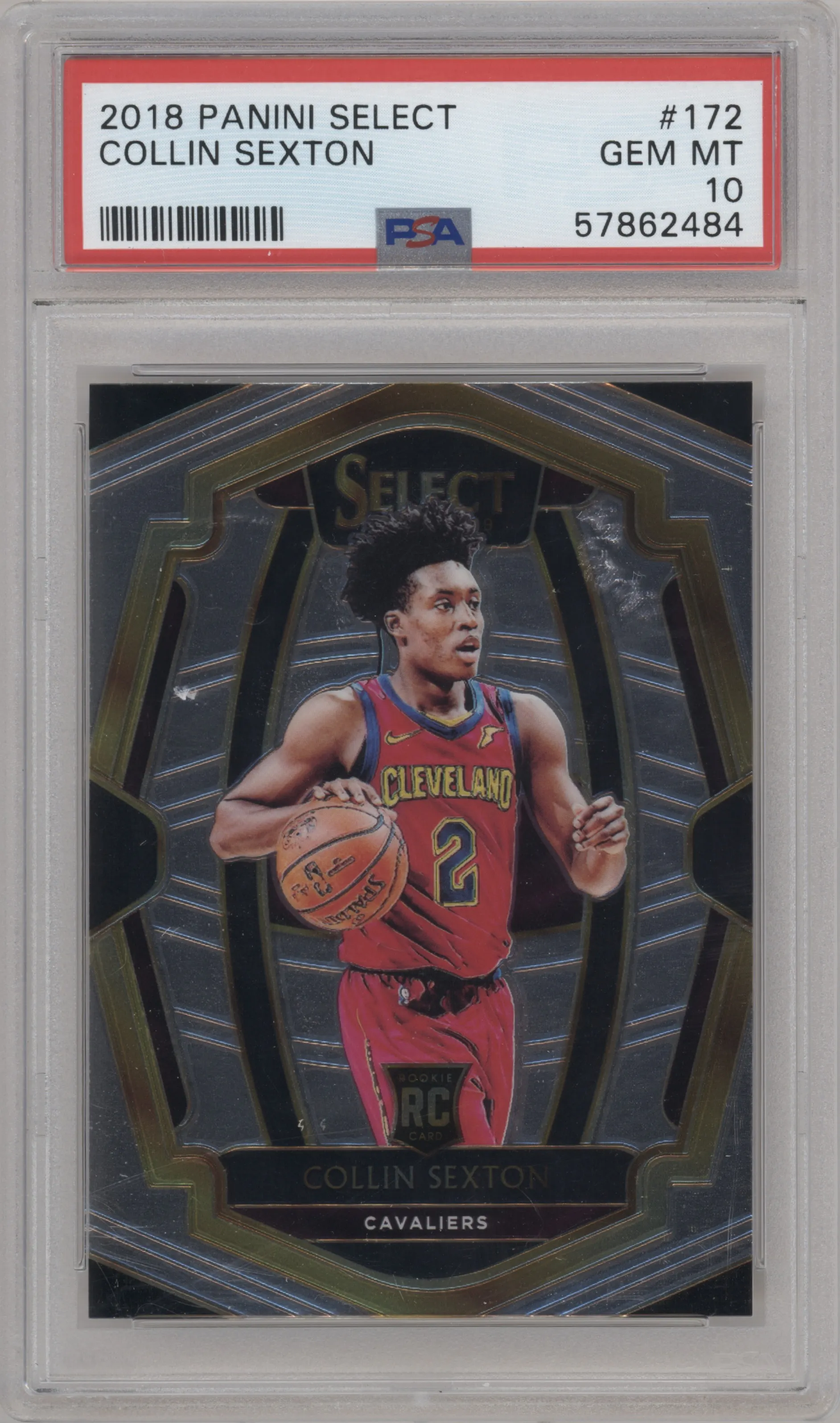 Collin Sexton from the 2018-19 Panini Select  set graded by PSA and given an overall grade of 10.