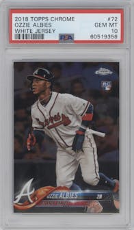 Ozzie Albies from the 2018 Topps Chrome set graded by PSA and given an overall grade of 10.