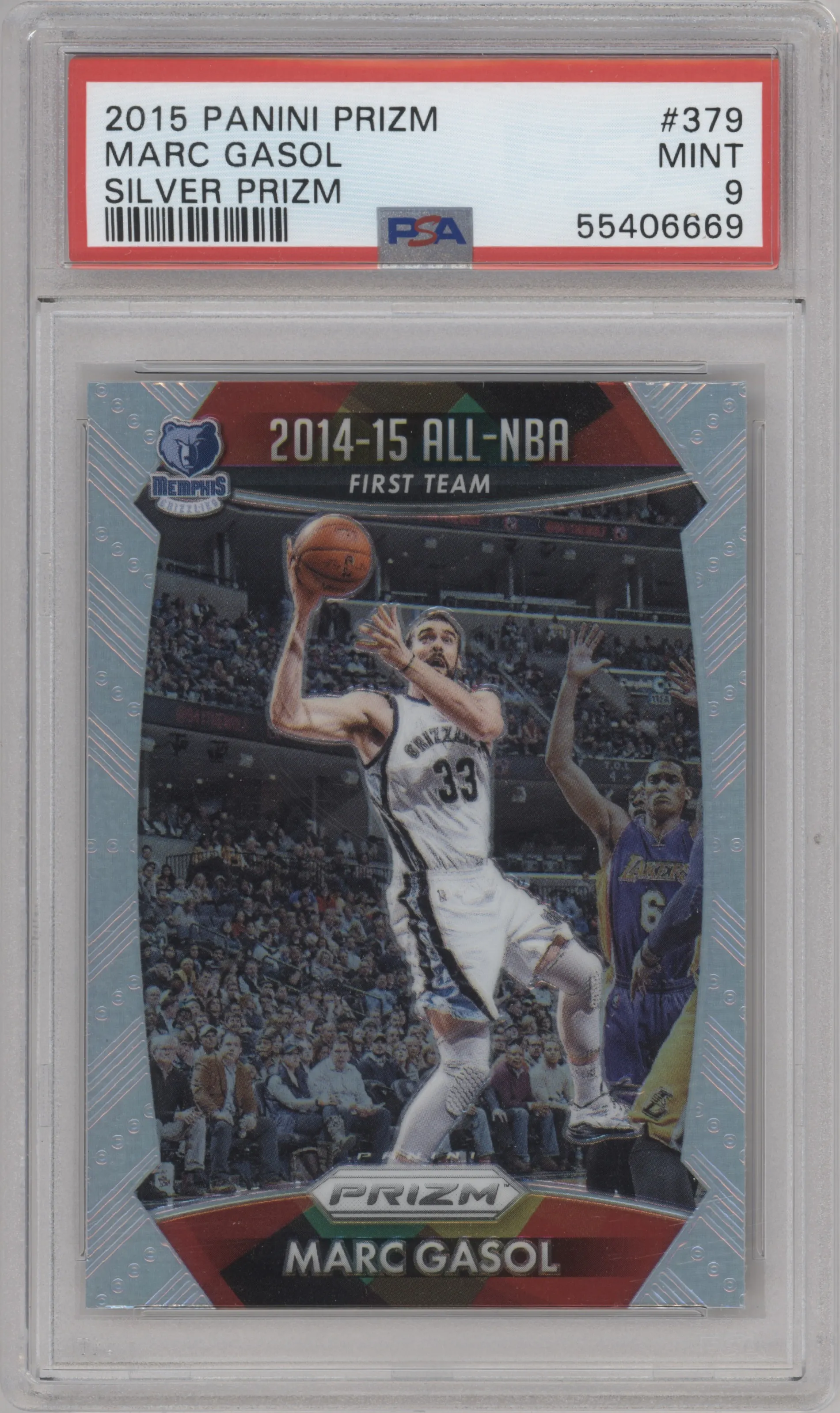 2015 Panini Prizm Marc Gasol Silver Prizm PSA 9