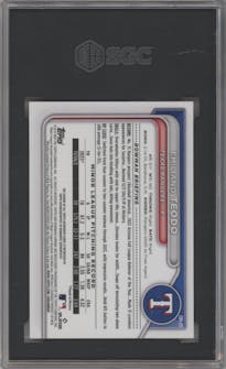 Emiliano Teodo  from the 2024 Bowman Chrome Sapphire set featuring a Gold parallel graded by SGC and given an overall grade of 9.5.
