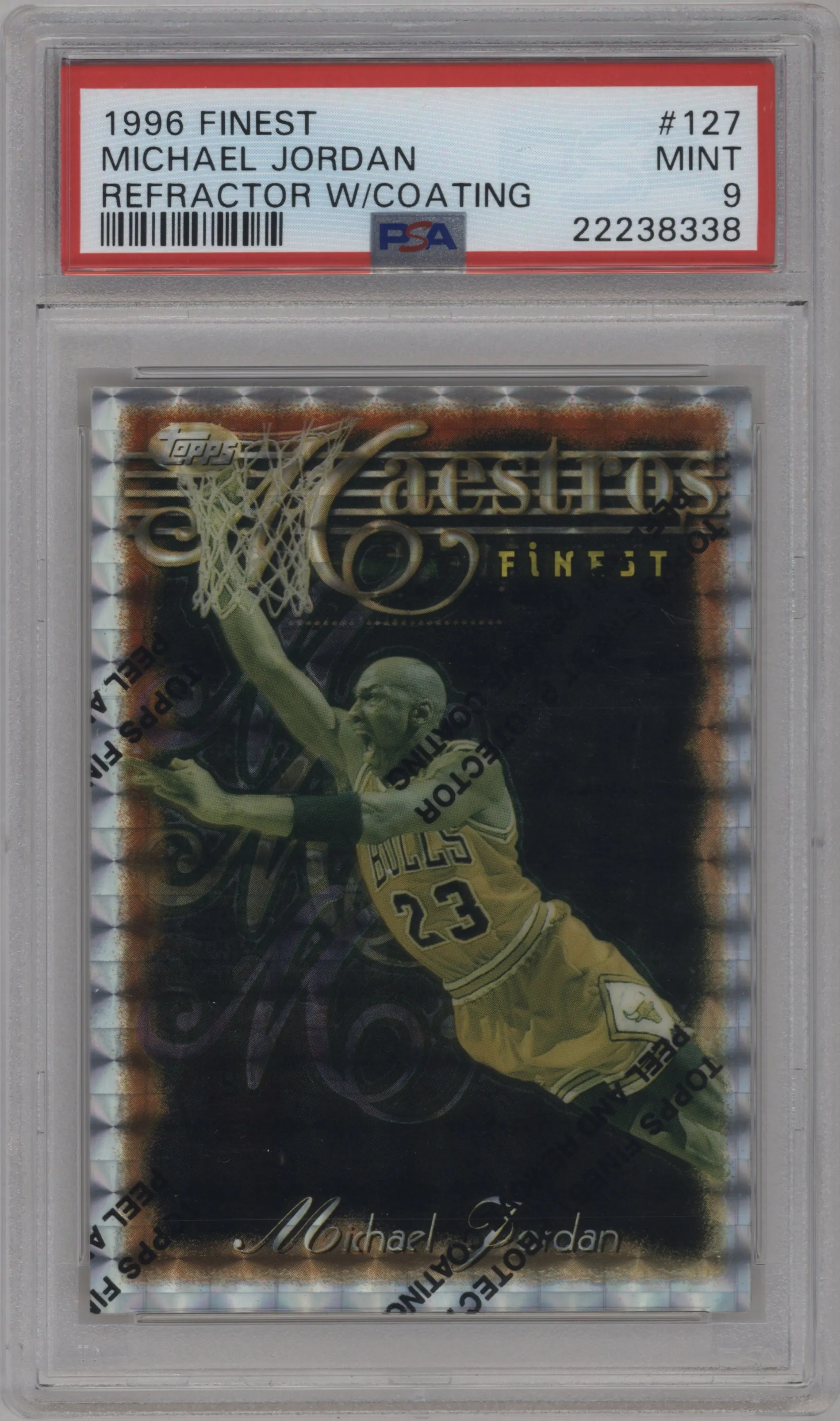 1996 Topps Finest Michael Jordan Refractor W/ Coating #127 PSA 9