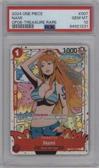 Nami from the 2024 One Piece set graded by PSA and given an overall grade of 10.