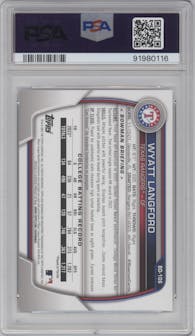 Wyatt Langford from the 2023 Bowman Draft set graded by PSA and given an overall grade of 10.