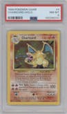 Charizard from the 1999 Pokemon set graded by PSA and given an overall grade of 8.