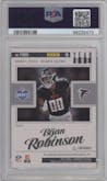 Bijan Robinson from the 2023 Panini Luminance set graded by PSA and given an overall grade of 9.