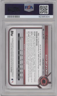 Elly De La Cruz from the 2022 Bowman 1st Edition set graded by PSA and given an overall grade of 10.
