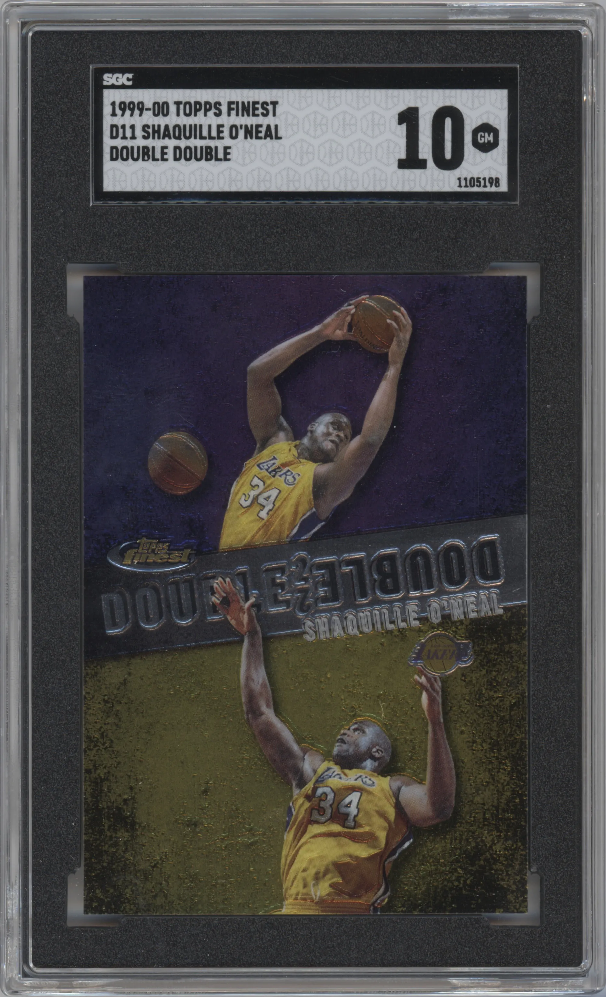 1999 Topps Finest Double Double Shaquille O'Neal #D11 SGC 10