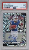Keon Coleman from the 2024 Panini Prizm set featuring a No Huddle parallel graded by PSA and given an overall grade of 9.
