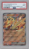 Charizard ex from the 2024 Pokemon SV set featuring a Charizard ex Super Premium Collection parallel graded by PSA and given an overall grade of 9.