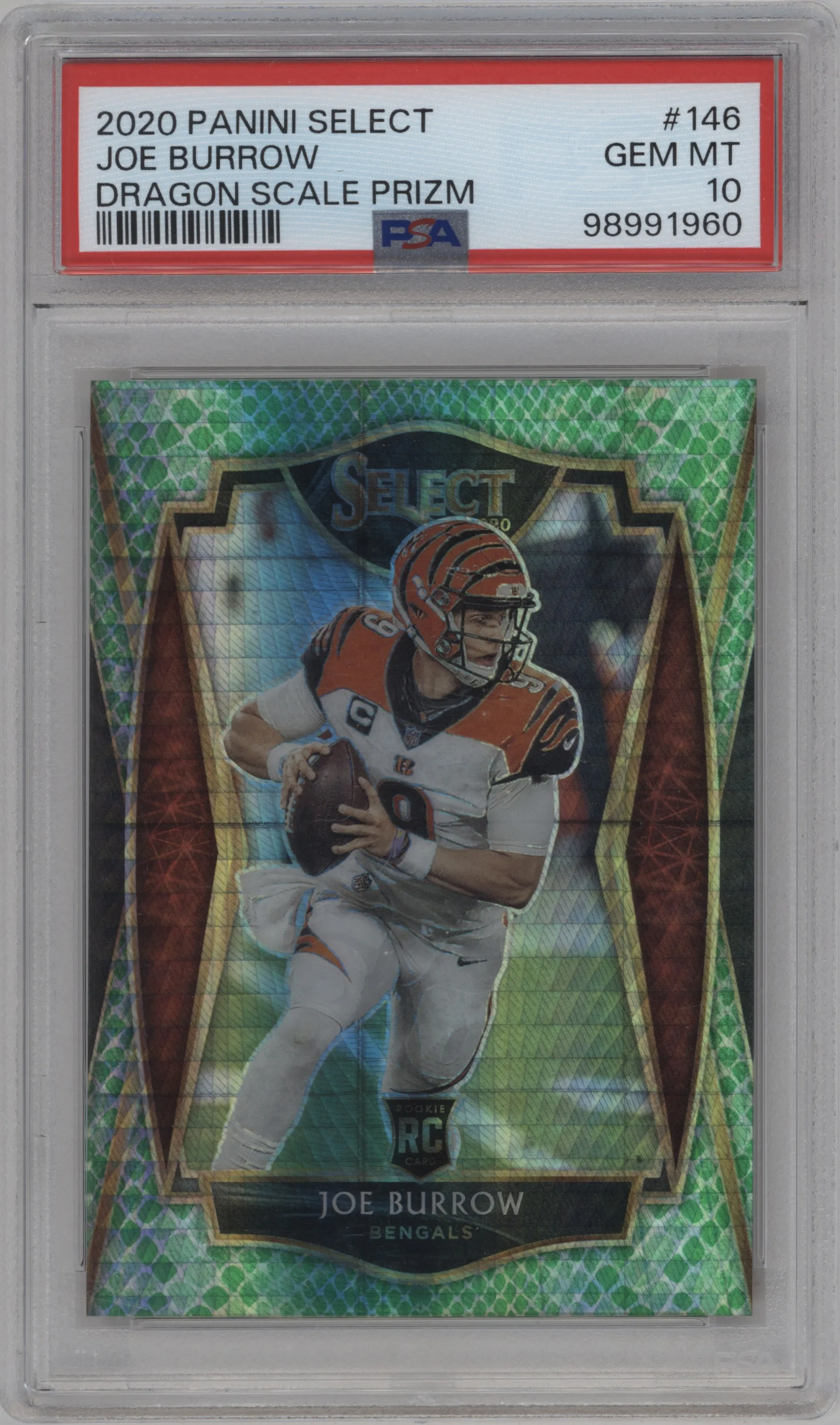 2020 Panini Select Pre.Lvl. Joe Burrow Dragon Scale PSA 10