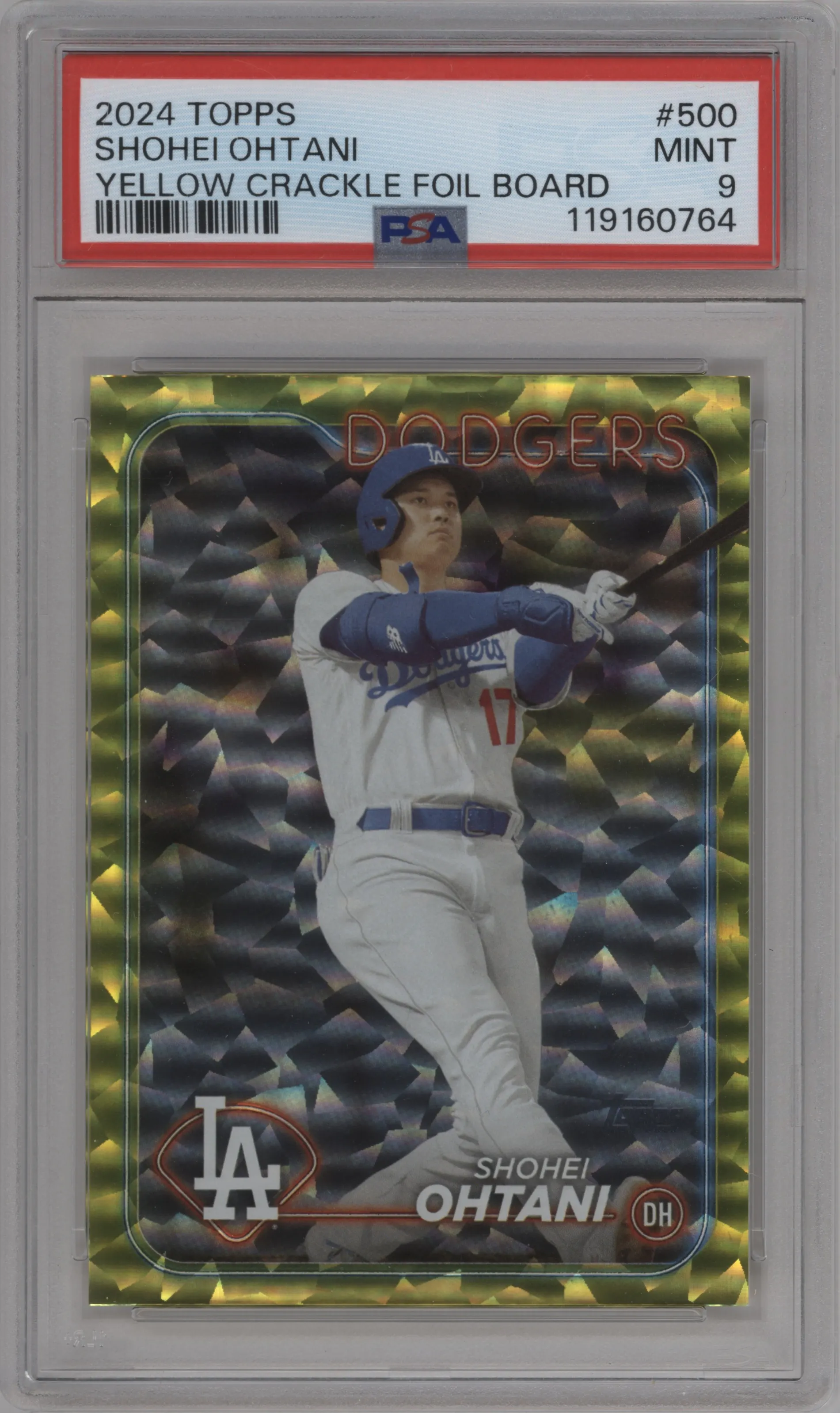 2024 Topps Shohei Ohtani Yellow Crackle Foil PSA 9