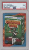 Aaron Rodgers from the 2023 Panini Donruss set featuring a Cosmic parallel graded by PSA and given an overall grade of 9.