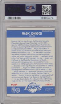Magic Johnson from the 1987-88 Fleer set graded by PSA and given an overall grade of 7.