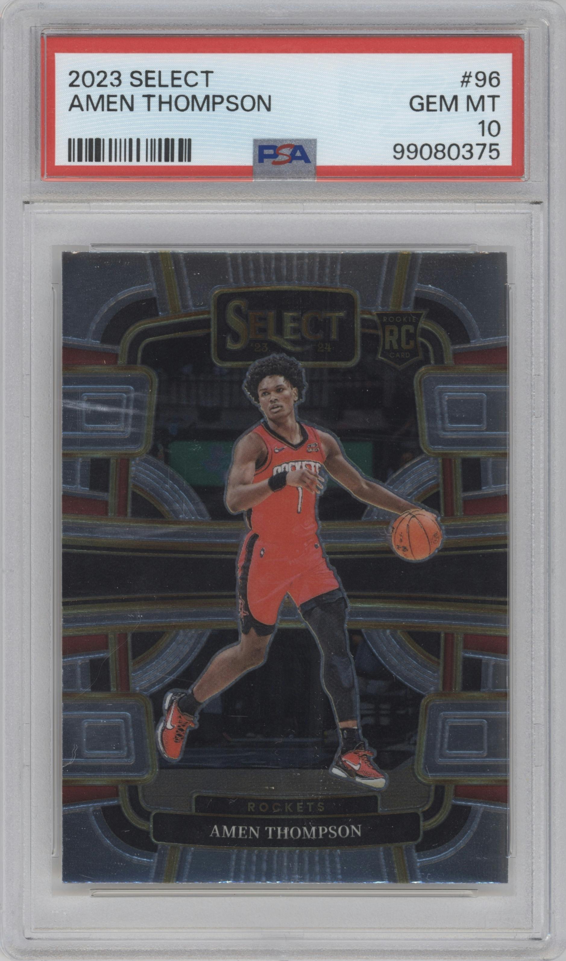 Amen Thompson from the 2023-24 Panini Select  set graded by PSA and given an overall grade of 10.